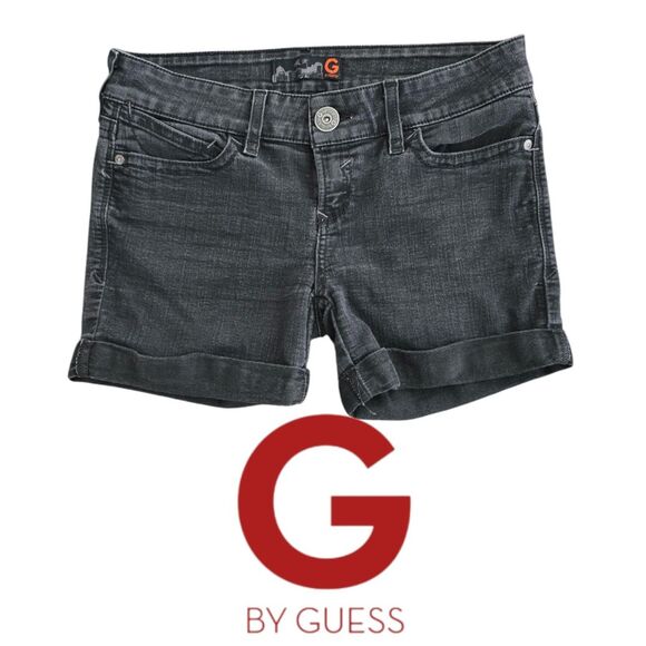 G by Guess Pants - G by Guess Black Denim Shorts Womens 29 Low Rise Cuffed Stretch